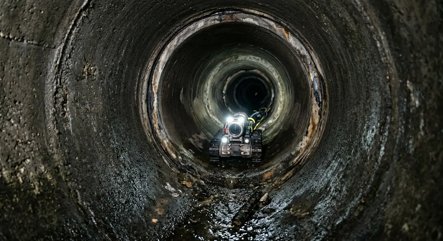 Robotic sewer camera inspecting pipe interior for Sewer Line Cleaning in Fort Pierce North